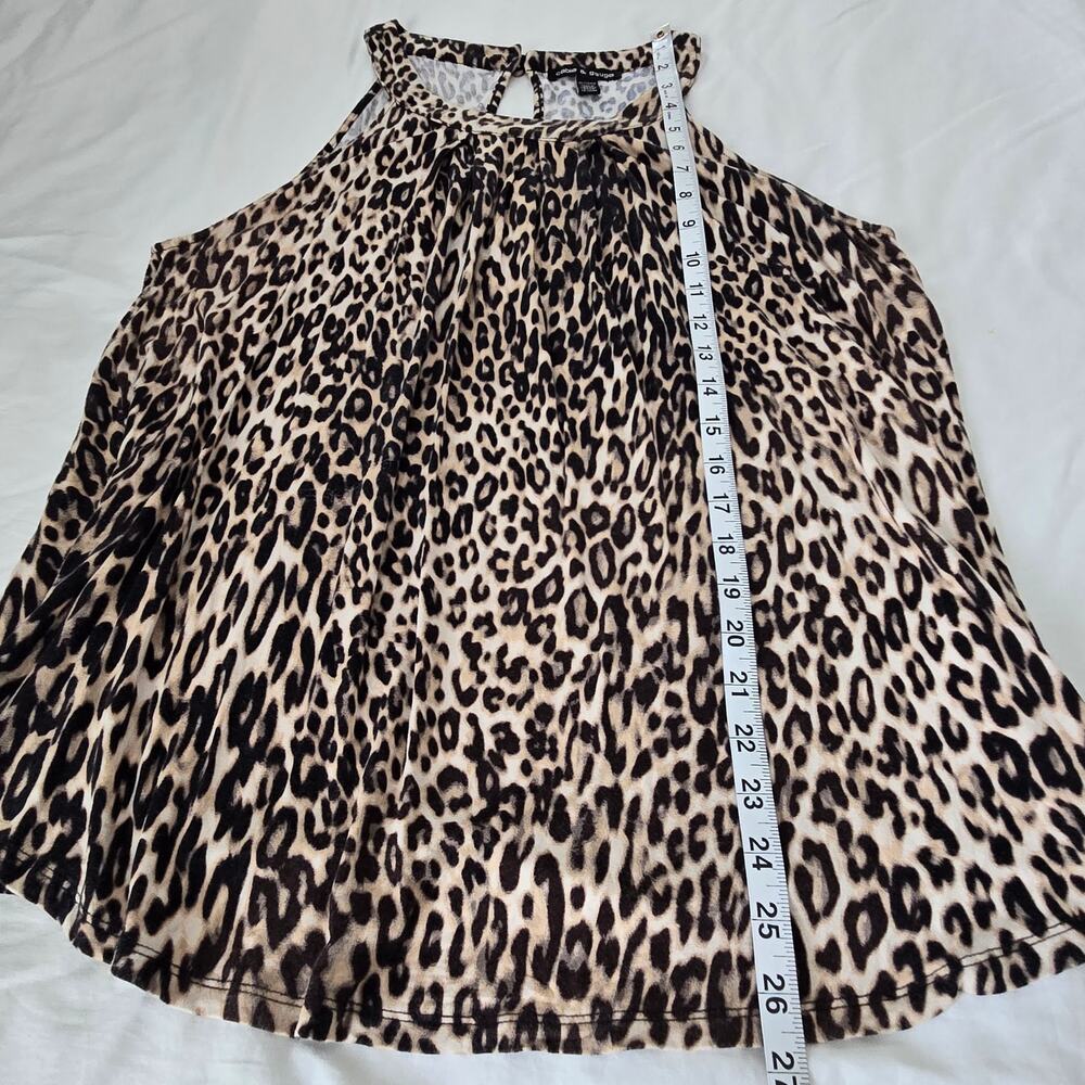 Cable & Gauge Leopard Print Tank Sleeveless Halter Size XL Tan Black Brown - Picture 8 of 8